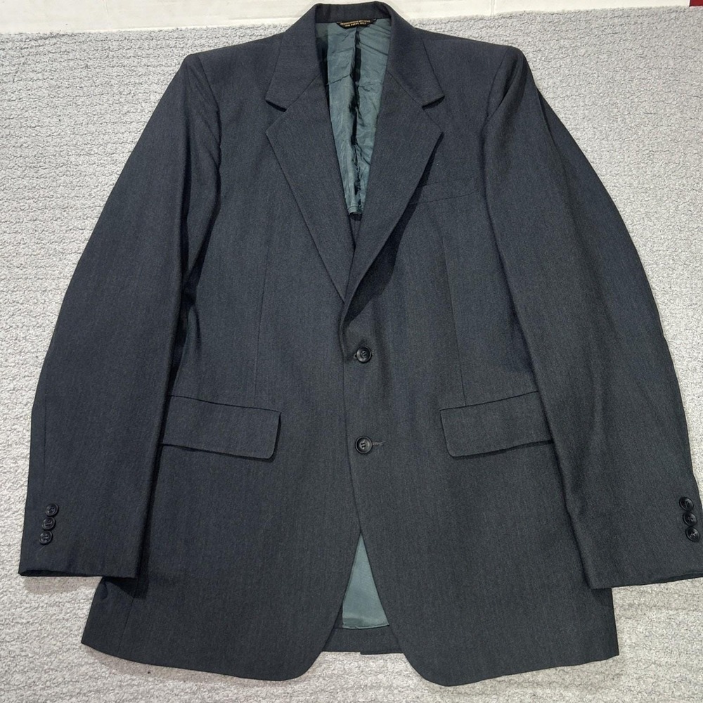 Haspel Suit Jacket 42L Charcoal Gray Preppy USA Made Wool Blazer